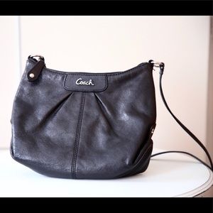 Coach black leather crossbody mini bag